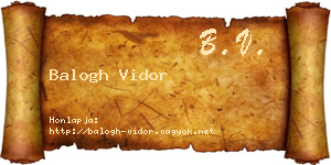 Balogh Vidor névjegykártya
